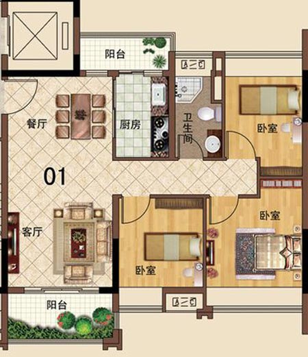 j9游戏瓷砖利用成效：大沥碧桂园·华府01户型装建成效鉴赏